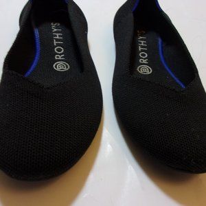 Rothy's Sz. 6.5  7.5  Black Round Toe Flats Shoes Blue Trim